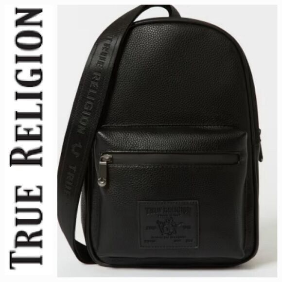 True Religion Buddha Faux Pebble Lesther Sling Bag- Black